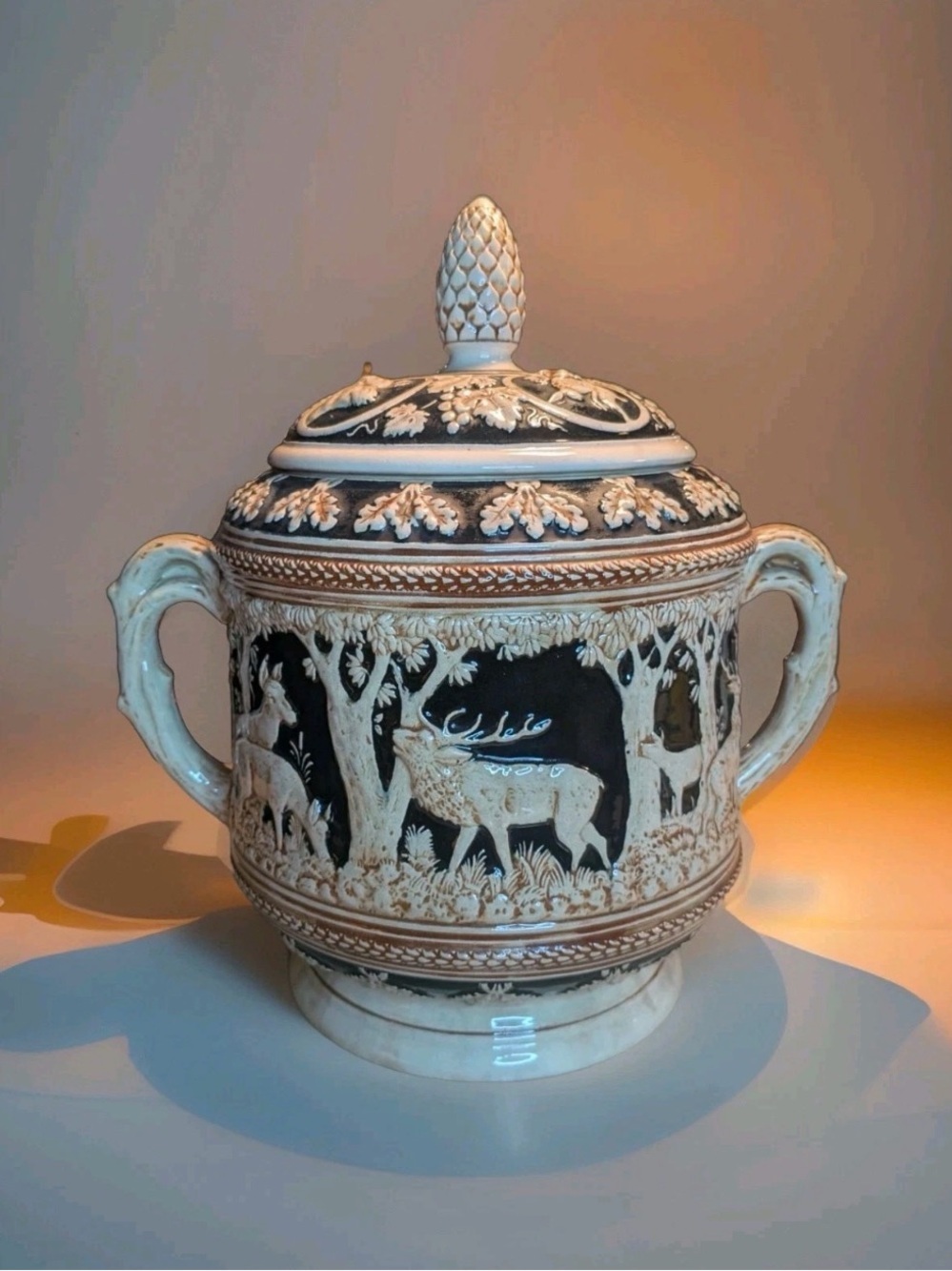 Vintage West German Salt-Glazed Stoneware Lidded Punch Bowl / Tureen